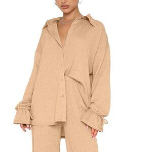 Women's  Button Down Long Sleeve Shirt Cardigan Business Casual Medium Top Only